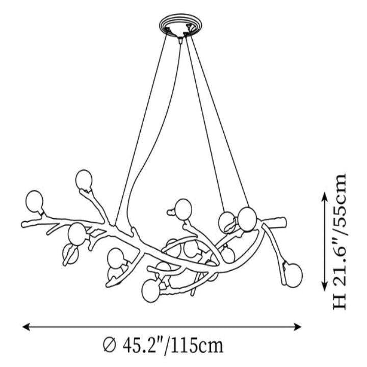 Boho Tree Branch Modern Chandelier - 22 heads Size: Dia 45.2″(115cm) x H 21.6″(55cm)Joyfuzzy