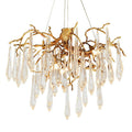 Branch Crystal Drops Chandelier in French Style with Copper Gold Finish for Dining and Living Room Ceiling - Round D23.6