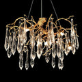 Branch Crystal Drops Chandelier in French Style with Copper Gold Finish for Dining and Living Room Ceiling - Round D23.6