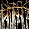 Branch Crystal Drops Chandelier in French Style with Copper Gold Finish for Dining and Living Room Ceiling - Round D23.6
