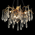 Branch Crystal Drops Chandelier in French Style with Copper Gold Finish for Dining and Living Room Ceiling - Round D23.6