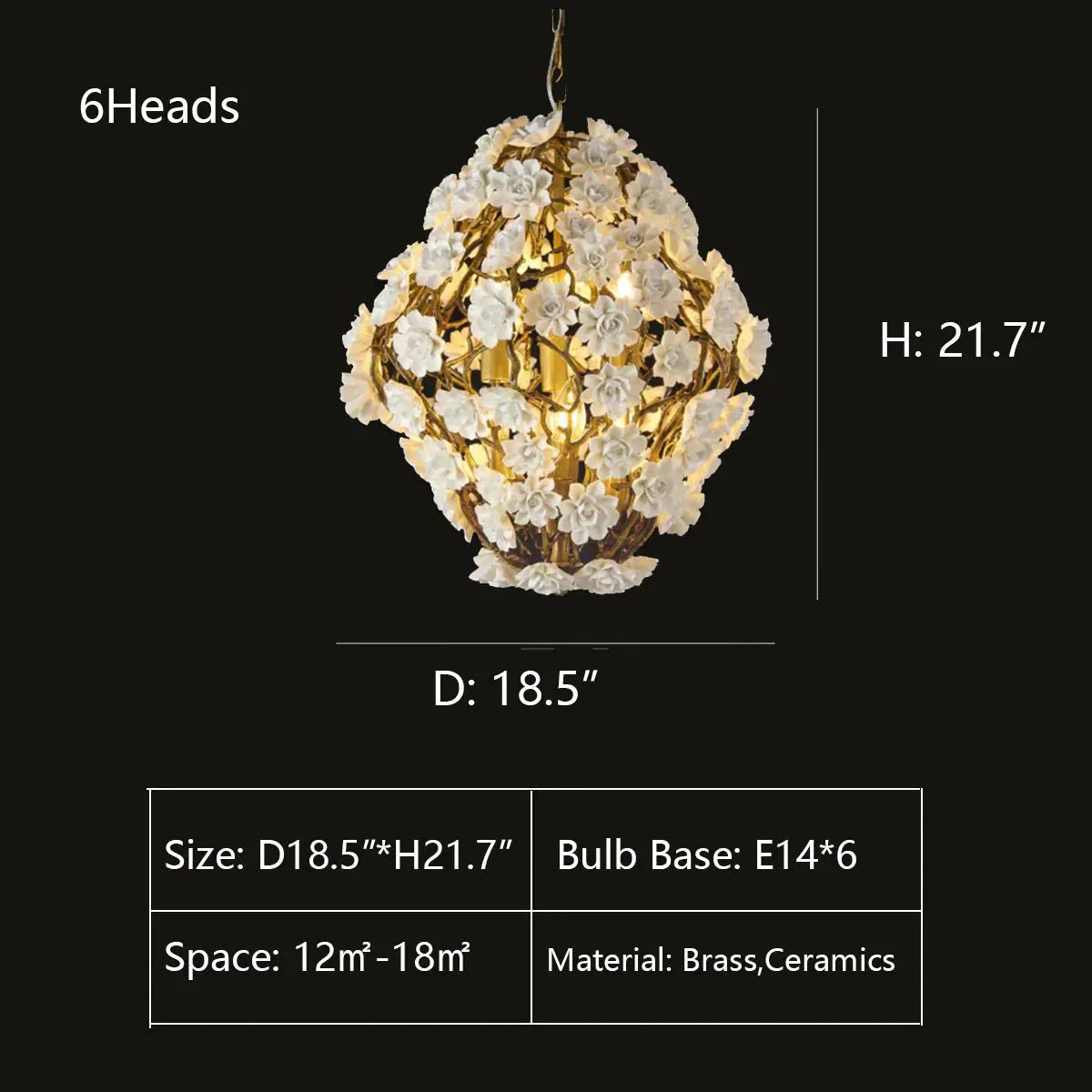 Brass and Ceramic Flower Art Chandelier Post Modern Light Luxury Style for Living and Dining Areas - Joyfuzzy