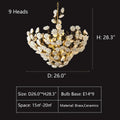 Brass and Ceramic Flower Art Chandelier Post Modern Light Luxury Style for Living and Dining Areas - Joyfuzzy