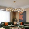 Brass Branch Chandelier with Crystal Leaf Accents Elegant Style for Living or Bedroom Decor - Style A / D23.6