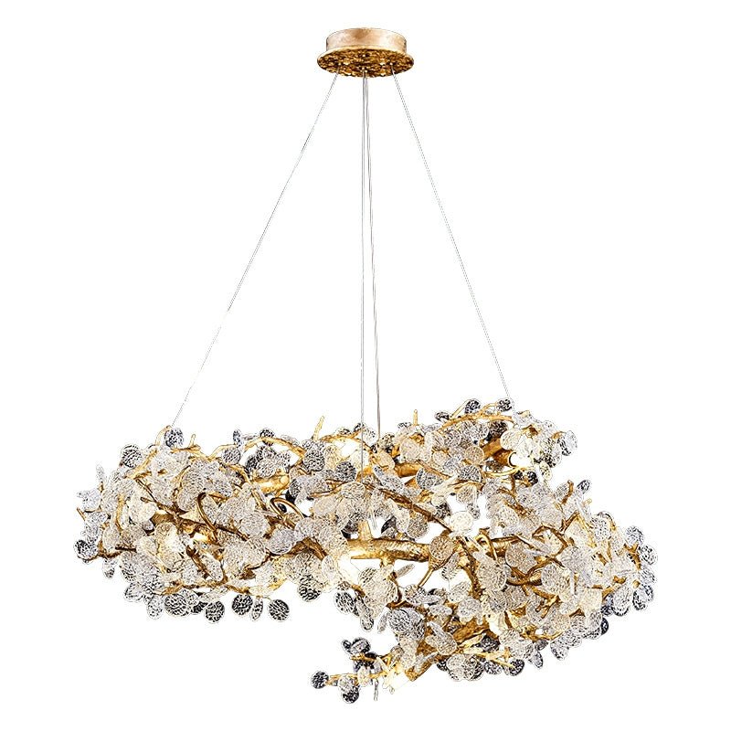 Brass Branch Chandelier with Crystal Leaf Accents Elegant Style for Living or Bedroom Decor - Style A / D23.6"*H15.8"Warm LightJoyfuzzy