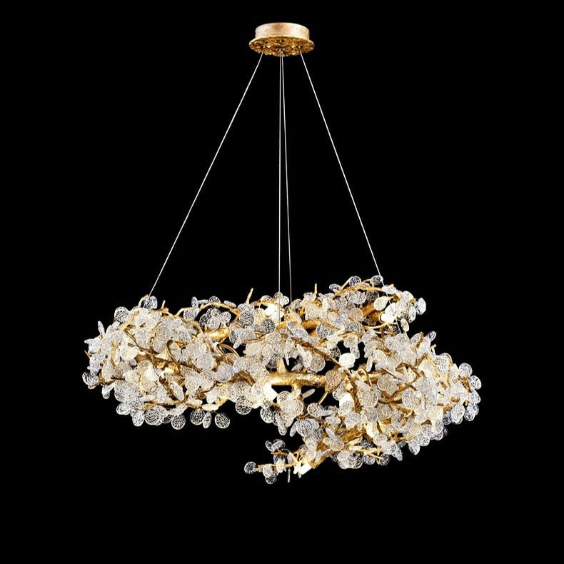 Brass Branch Chandelier with Crystal Leaf Accents Elegant Style for Living or Bedroom Decor - Style A / D23.6"*H15.8"Warm LightJoyfuzzy