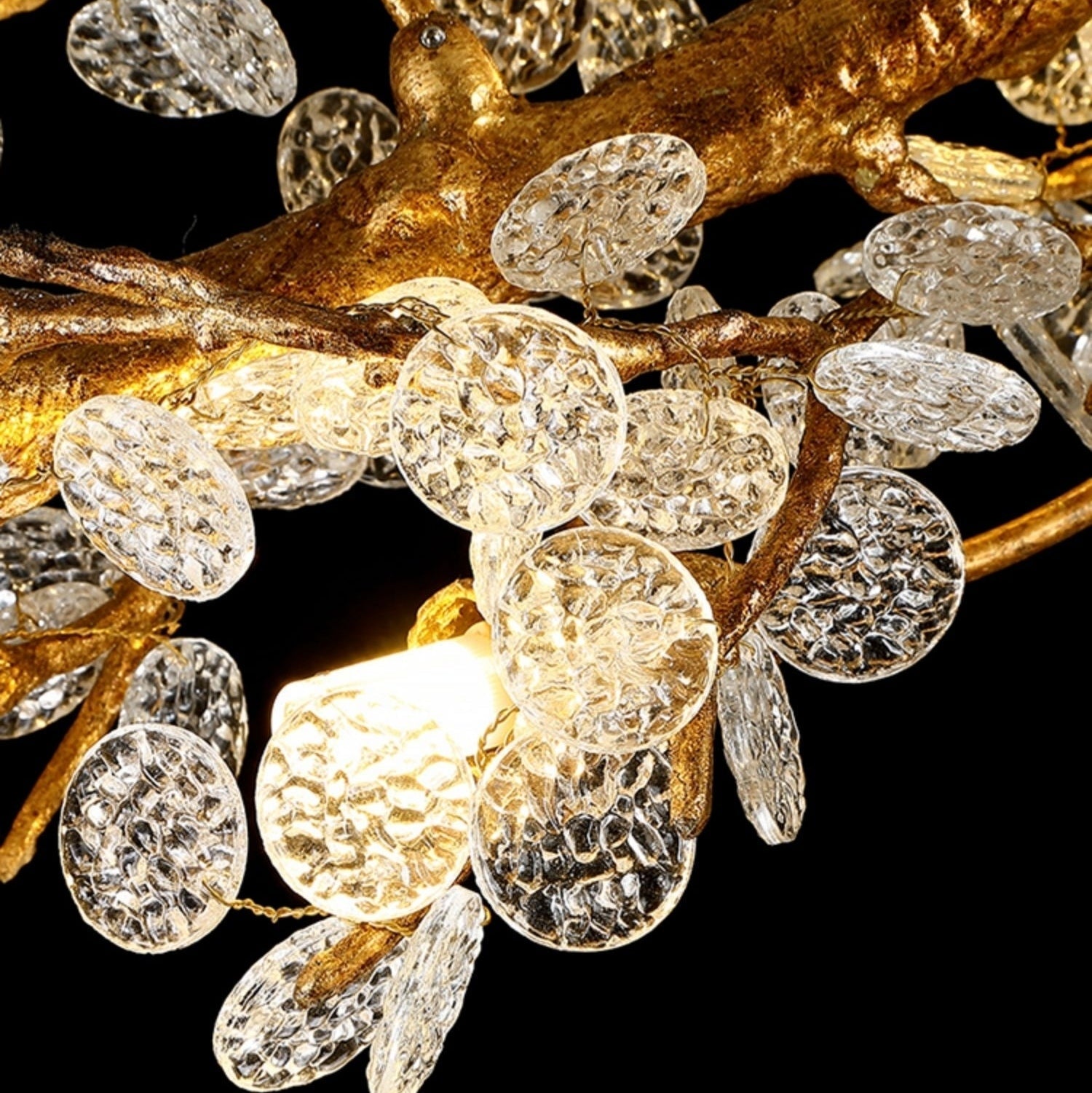 Brass Branch Chandelier with Crystal Leaf Accents Elegant Style for Living or Bedroom Decor - Style B / L47.2"*W11.8"*H11.8"/26.5kgWarm LightJoyfuzzy