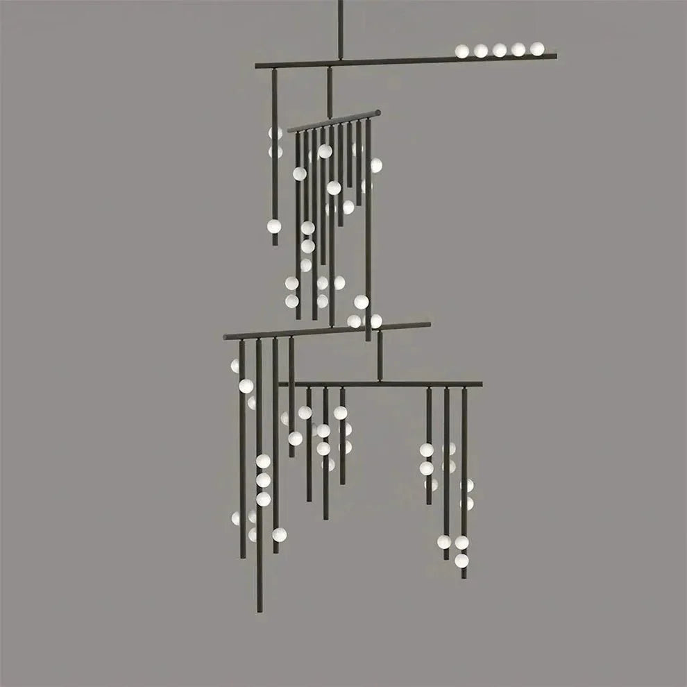 Brass Drop System Chandelier - 59 heads L 120cm x W 110cm x H 340cm / L 47.2" x W 43.3" x H 133.9"BlackJoyfuzzy