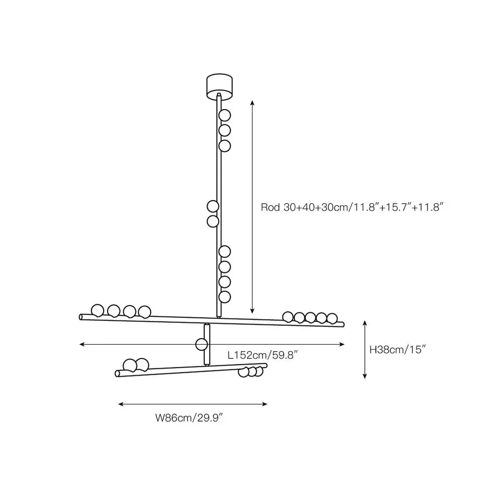 Brass Drop System Chandelier - 76 heads L 220cm x W 180cm x H 400cm / L 86.6" x W 70.9" x H 157.5"BlackJoyfuzzy