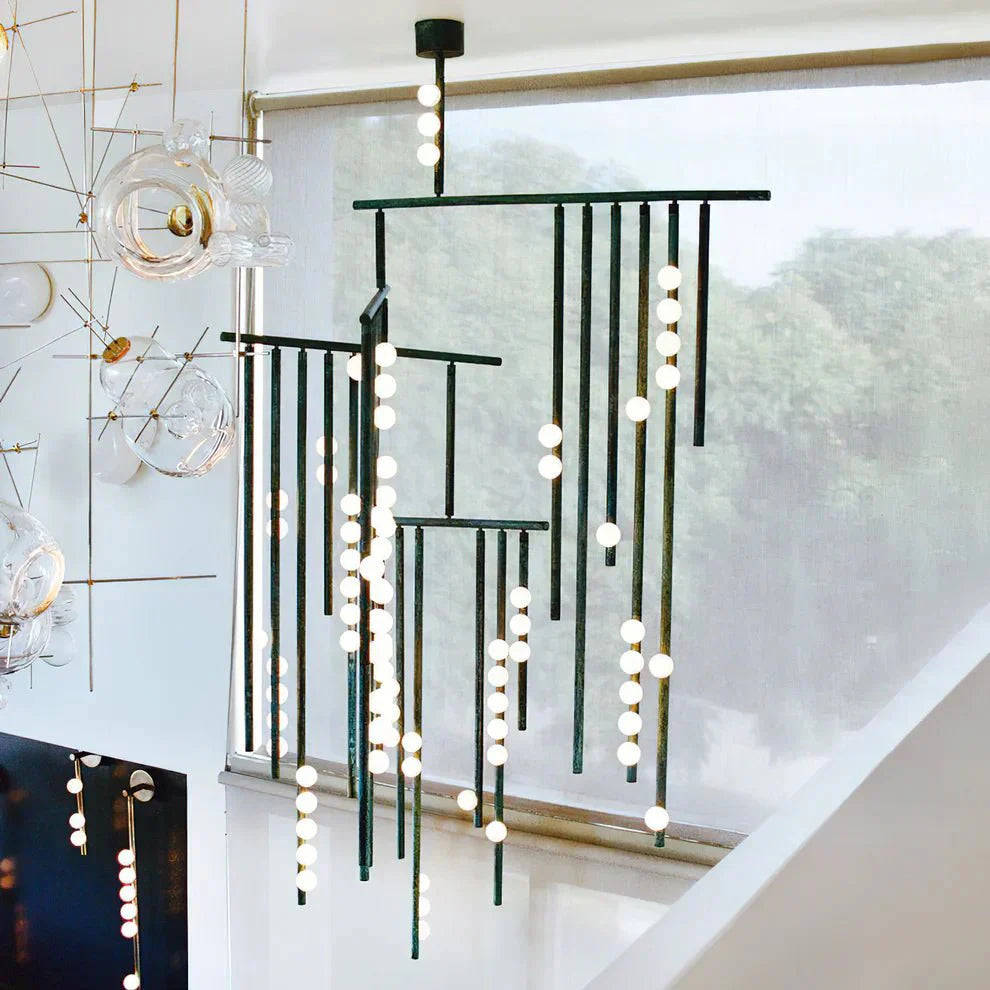 Brass Drop System Chandelier - 76 heads L 220cm x W 180cm x H 400cm / L 86.6" x W 70.9" x H 157.5"BlackJoyfuzzy