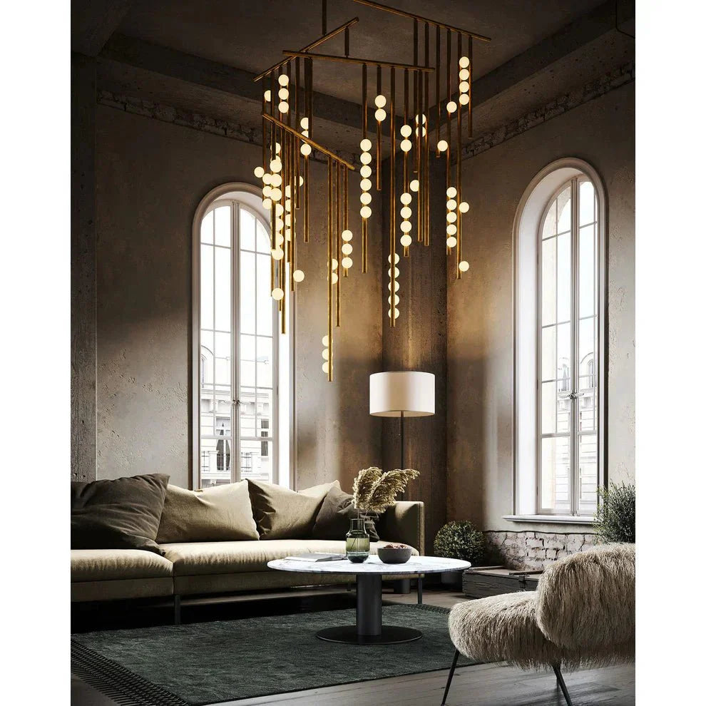 Brass Drop System Chandelier - 76 heads L 220cm x W 180cm x H 400cm / L 86.6" x W 70.9" x H 157.5"BlackJoyfuzzy