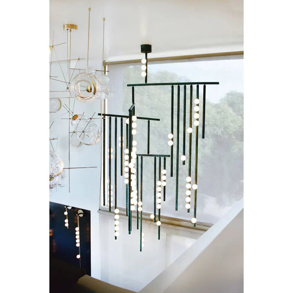 Brass Drop System Chandelier - 76 heads L 220cm x W 180cm x H 400cm / L 86.6" x W 70.9" x H 157.5"BlackJoyfuzzy