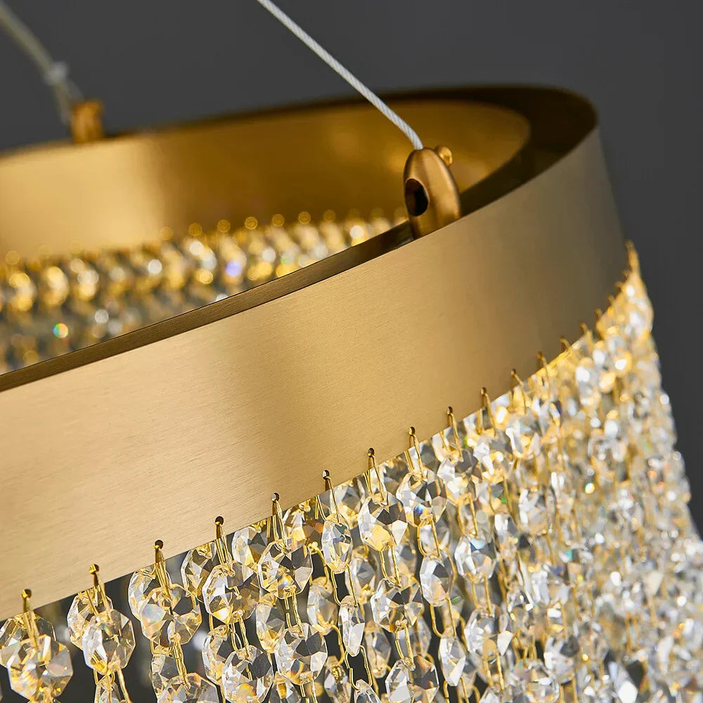 Brushed Gold Modern LED Crystal Light Fixtures-