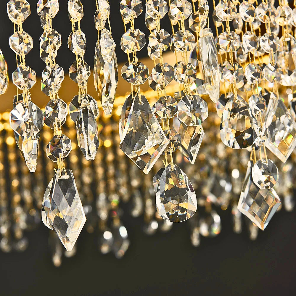 Brushed Gold Modern LED Crystal Light Fixtures-