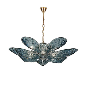 BU Bella Murano Glass Flower Chandelier-1-Tier: 33"W x 12"H-Armani Blue-