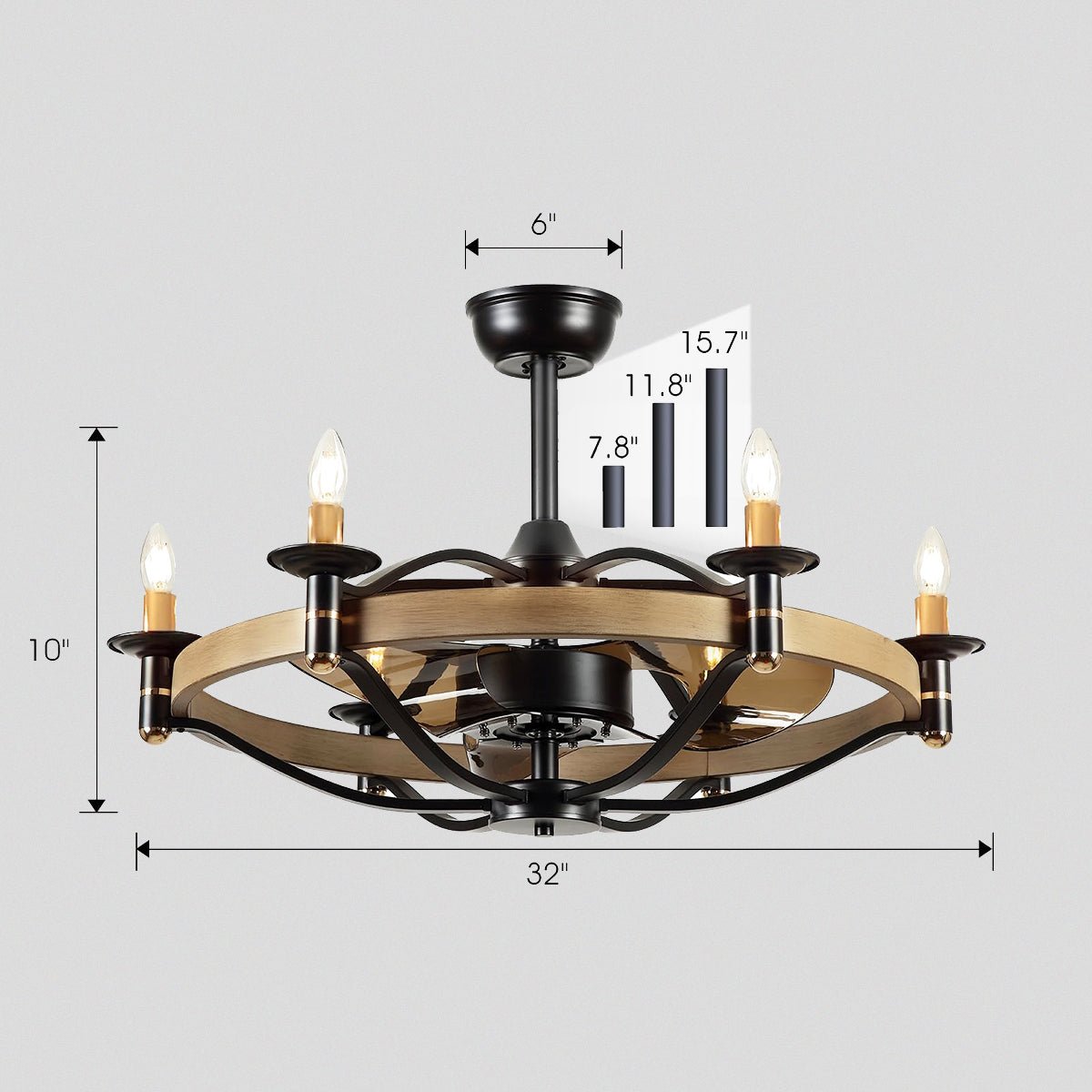 Caged Modern Farmhouse Ceiling Fan Light 32" - Joyfuzzy