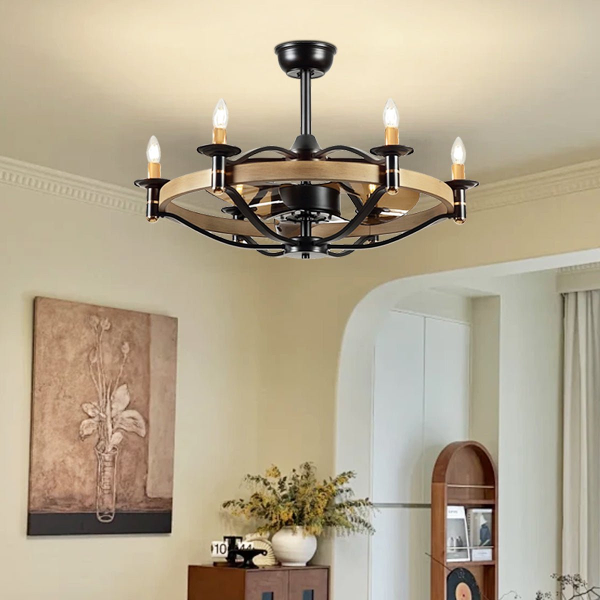 Caged Modern Farmhouse Ceiling Fan Light 32" - Joyfuzzy