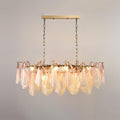Caia Murano Glass Chandelier for Living Room - L 100cm x H 34cm / ∅ 39.3″ x H 13.3″Pink & WhiteJoyfuzzy