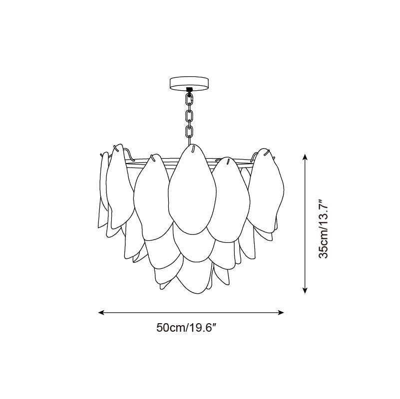 Caia Murano Glass Chandelier for Living Room - L 100cm x H 34cm / ∅ 39.3″ x H 13.3″Pink & WhiteJoyfuzzy