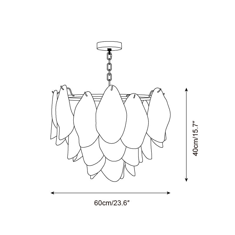 Caia Murano Glass Chandelier for Living Room - L 100cm x H 34cm / ∅ 39.3″ x H 13.3″Pink & WhiteJoyfuzzy