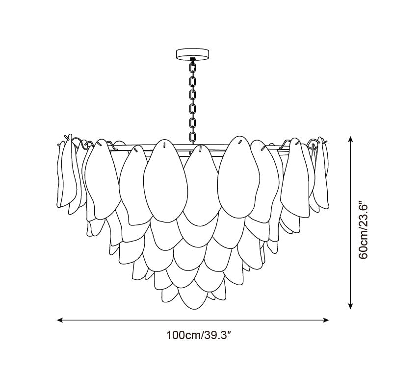 Caia Murano Glass Chandelier for Living Room - L 100cm x H 34cm / ∅ 39.3″ x H 13.3″Pink & WhiteJoyfuzzy