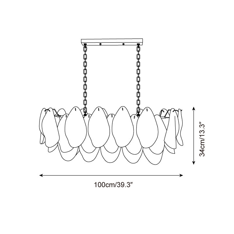 Caia Murano Glass Chandelier for Living Room - L 100cm x H 34cm / ∅ 39.3″ x H 13.3″WhiteJoyfuzzy
