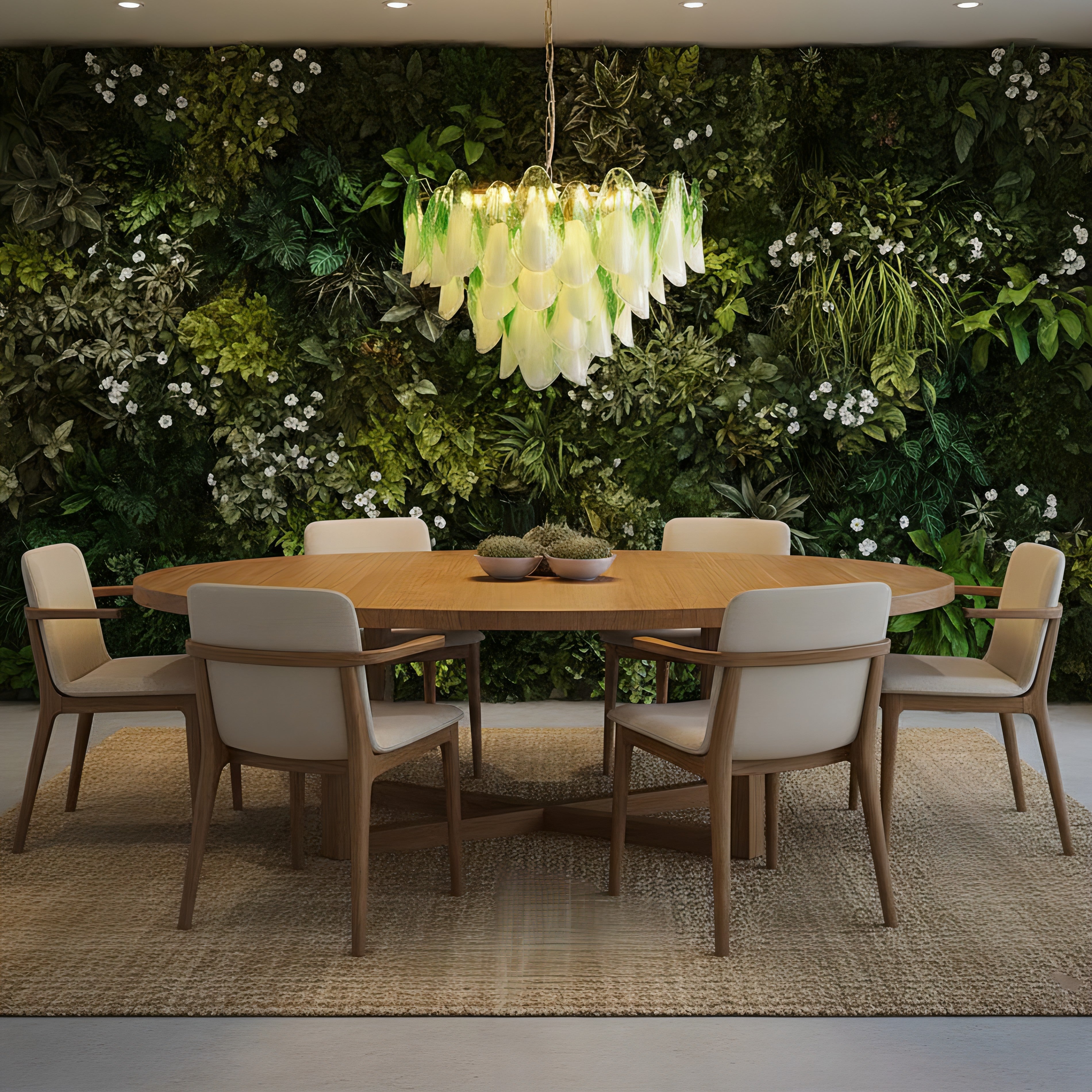 Caia Murano Glass Chandelier for Living Room - L 100cm x H 34cm / ∅ 39.3″ x H 13.3″WhiteJoyfuzzy