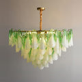Caia Murano Glass Chandelier for Living Room - Dia 100cm x H 60cm / ∅ 39.3″ x H 23.6″Green & WhiteJoyfuzzy