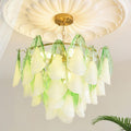 Caia Murano Glass Chandelier for Living Room - Dia 80cm x H 50cm / ∅ 31.4″ x H 19.6″Green & WhiteJoyfuzzy
