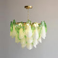 Caia Murano Glass Chandelier for Living Room - Dia 50cm x H 35cm / ∅ 19.6″ x H 13.7″Green & WhiteJoyfuzzy