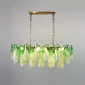 Caia Murano Glass Chandelier for Living Room - L 100cm x H 34cm / ∅ 39.3″ x H 13.3″Green & WhiteJoyfuzzy