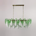 Caia Murano Glass Chandelier for Living Room - L 100cm x H 34cm / ∅ 39.3″ x H 13.3″Green & WhiteJoyfuzzy