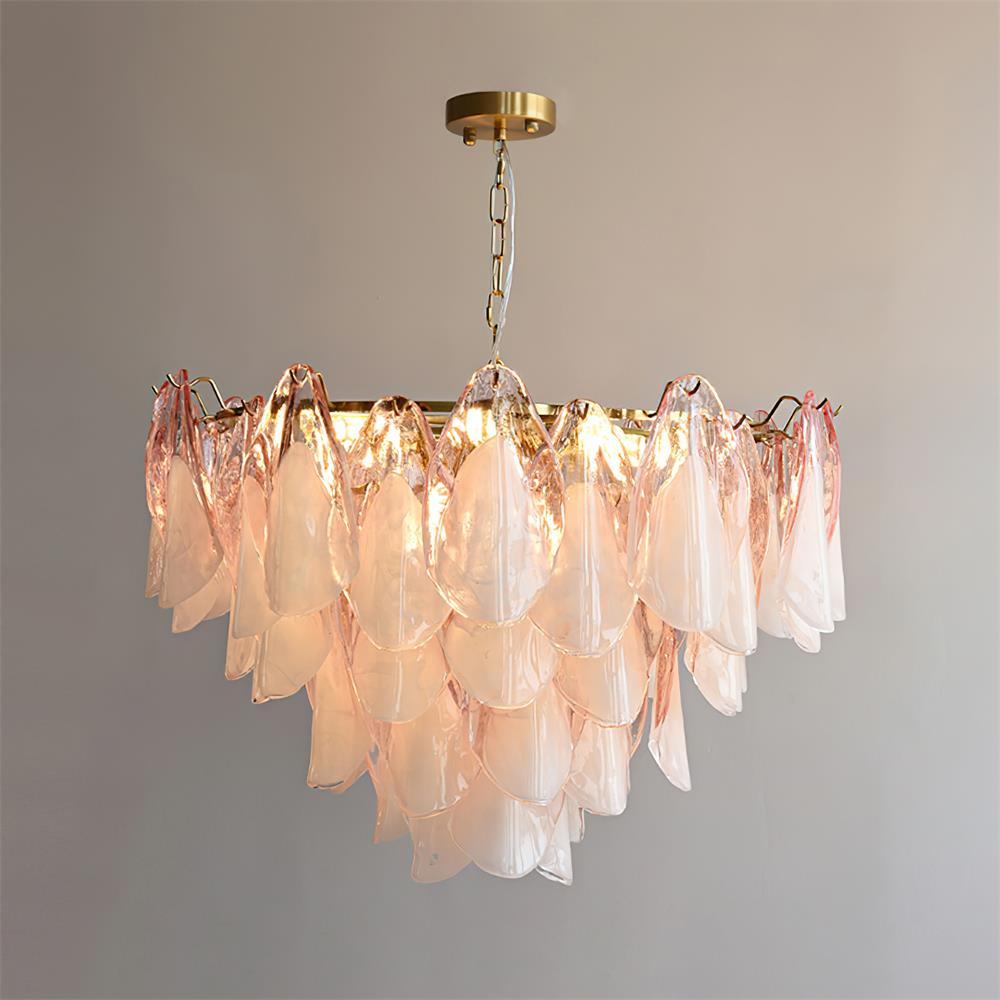 Caia Murano Glass Chandelier for Living Room - Dia 80cm x H 50cm / ∅ 31.4″ x H 19.6″Pink & WhiteJoyfuzzy