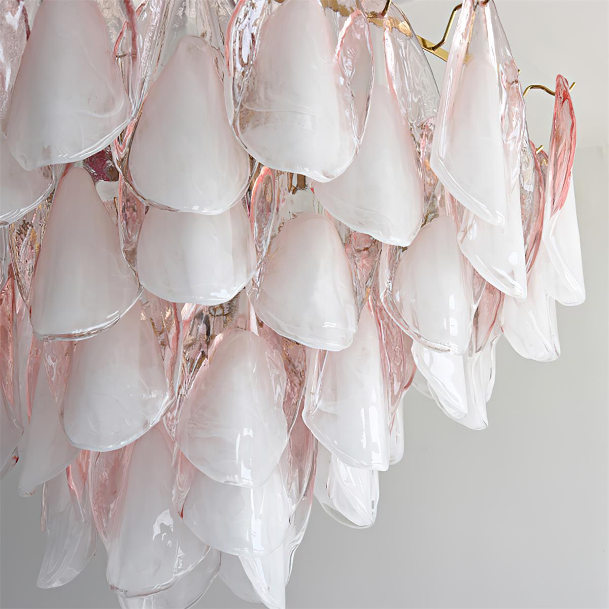 Caia Murano Glass Chandelier for Living Room - Dia 100cm x H 60cm / ∅ 39.3″ x H 23.6″Pink & WhiteJoyfuzzy