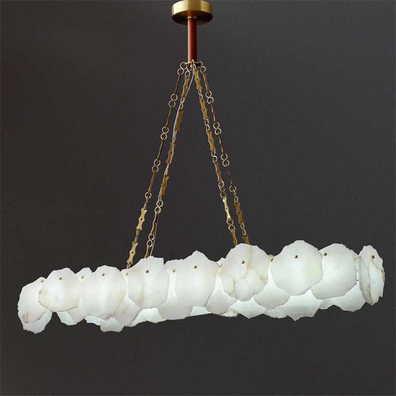 Carlos Alabaster Modern Snowflake Linear Chandelier with Chain - Joyfuzzy