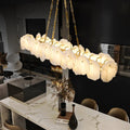 Carlos Alabaster Modern Snowflake Linear Chandelier with Chain - Joyfuzzy