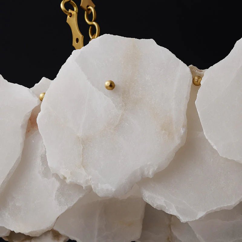 Carlos Alabaster Modern Snowflake Linear Chandelier with Chain - Joyfuzzy