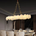 Carlos Alabaster Modern Snowflake Linear Chandelier with Chain - Joyfuzzy