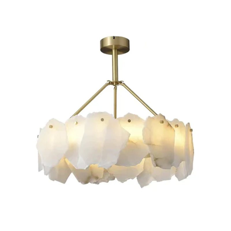 Carlos Alabaster Modern Snowflake Round Chandelier - D17.8"Joyfuzzy