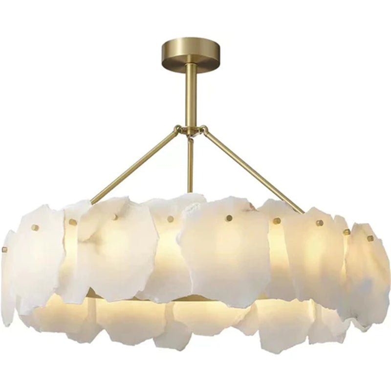 Carlos Alabaster Modern Snowflake Round Chandelier - D31.5"Joyfuzzy