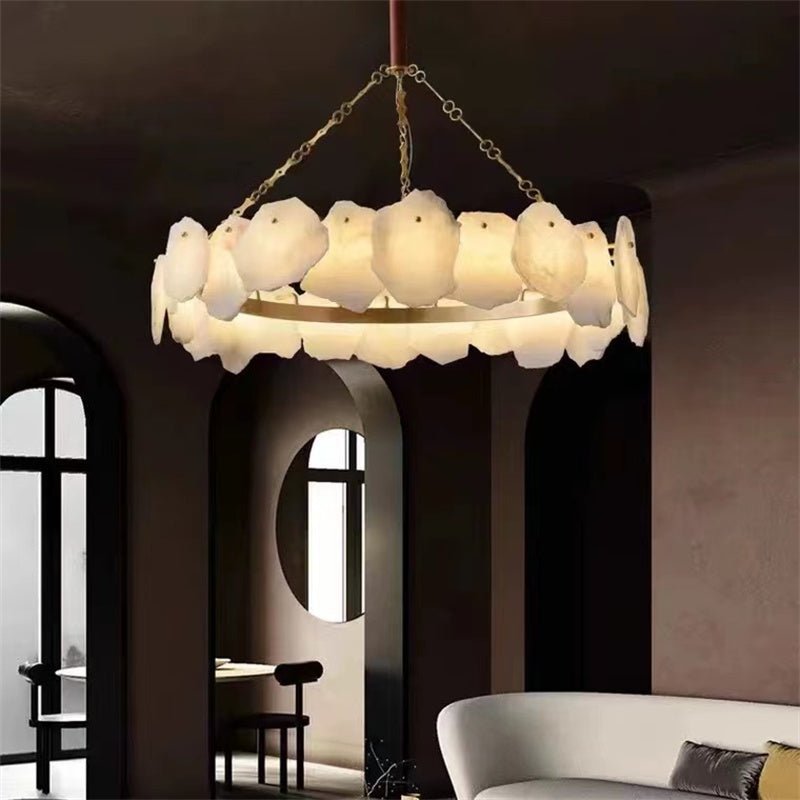 Carlos Alabaster Modern Snowflake Round Chandelier - D17.8"Joyfuzzy