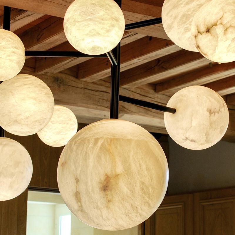 Carol Sphere Delight - Modern Artistic Alabaster Chandelier Light - Joyfuzzy