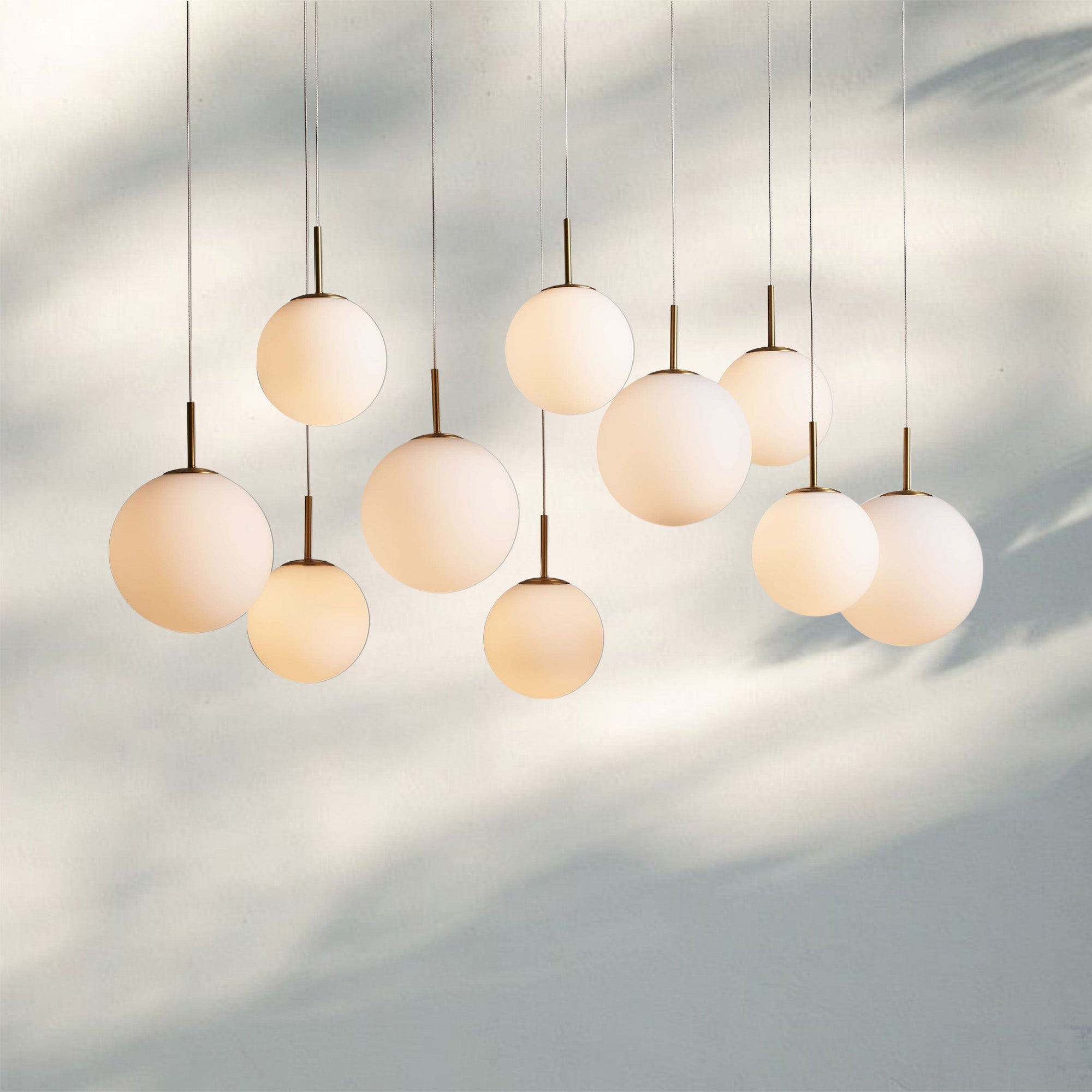 Casens Modern Linear Chandelier - Hand - Blown Glass Globe Pendant Light for Dining Table & Kitchen Island - 55" 10 - LightMatte OpalJoyfuzzy