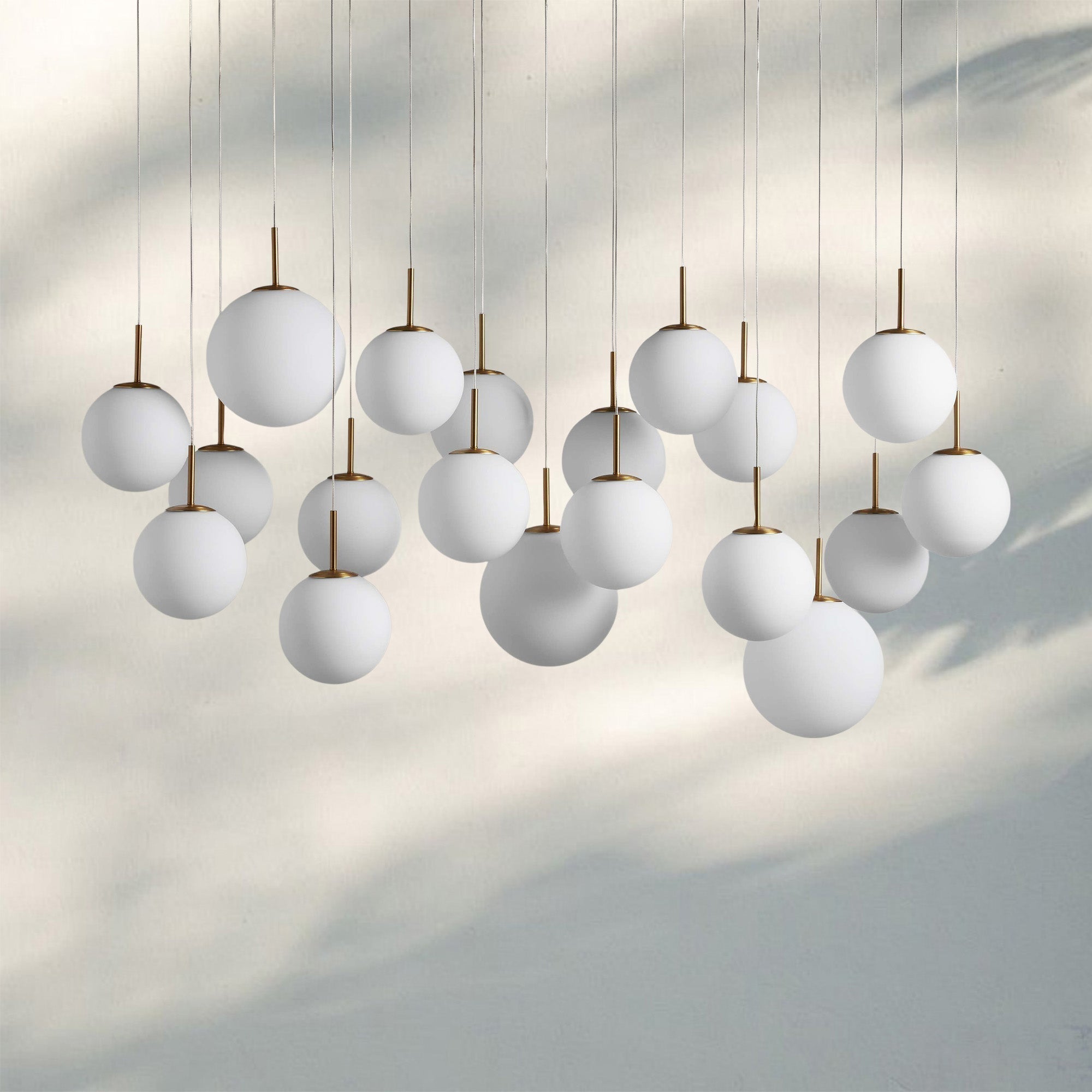 Casens Modern Linear Chandelier - Hand - Blown Glass Globe Pendant Light for Dining Table & Kitchen Island - 55" 10 - LightMatte OpalJoyfuzzy