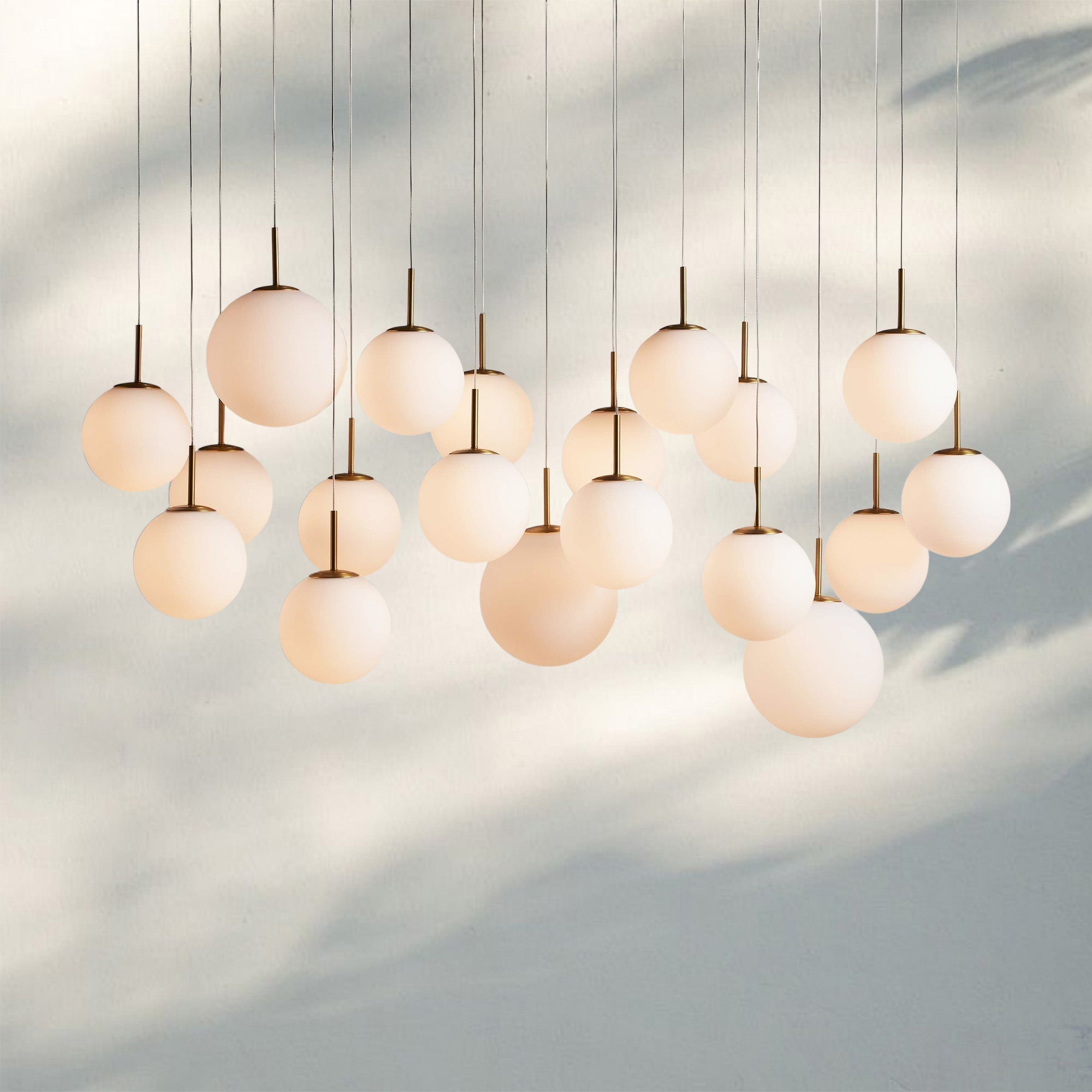 Casens Modern Linear Chandelier - Hand - Blown Glass Globe Pendant Light for Dining Table & Kitchen Island - 65" 19 - LightMatte OpalJoyfuzzy