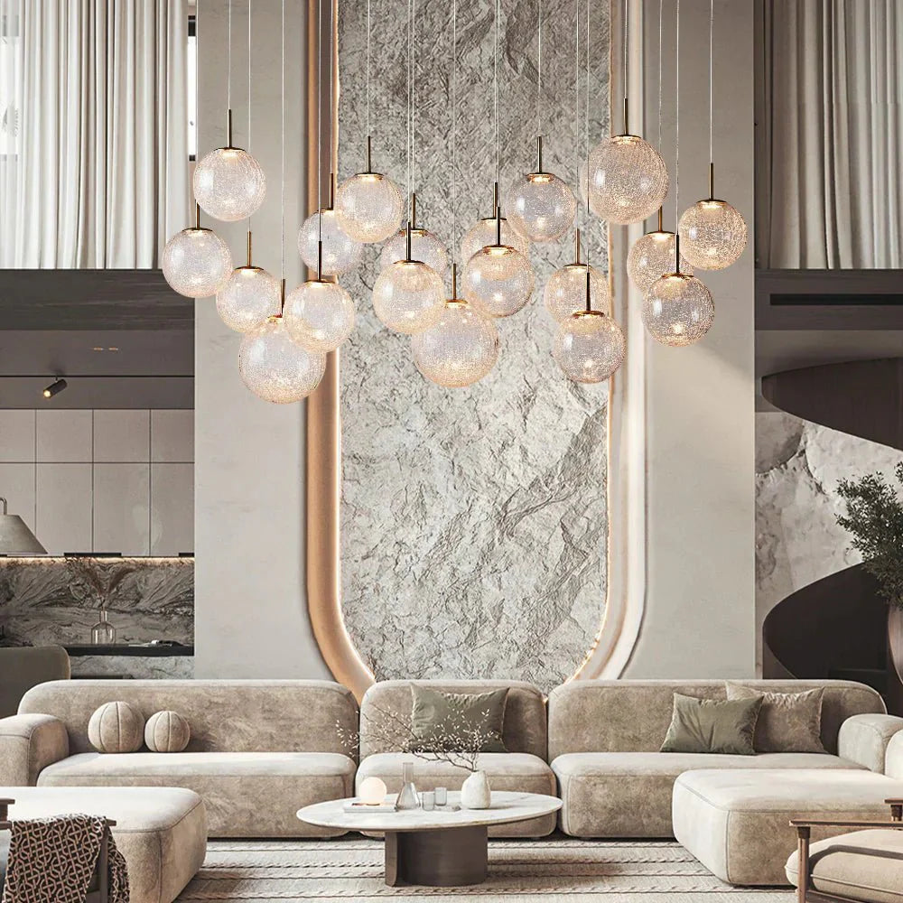 Casens Modern Linear Chandelier - Hand - Blown Glass Globe Pendant Light for Dining Table & Kitchen Island - 55" 10 - LightCrackleJoyfuzzy