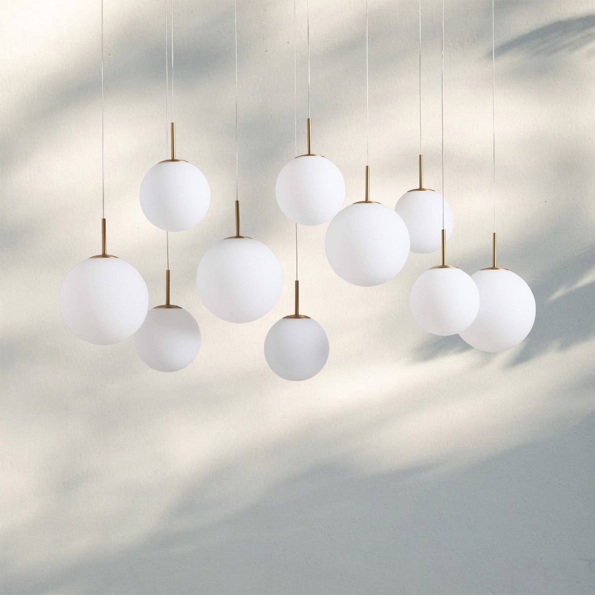 Casens Modern Linear Chandelier - Hand - Blown Glass Globe Pendant Light for Dining Table & Kitchen Island - 55" 10 - LightMatte OpalJoyfuzzy
