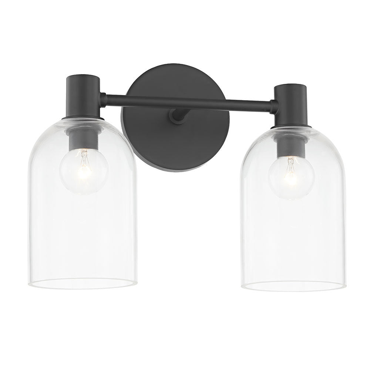 Cassio Aged Brass 2-Light Vanity Sconce with Clear Glass Cloche