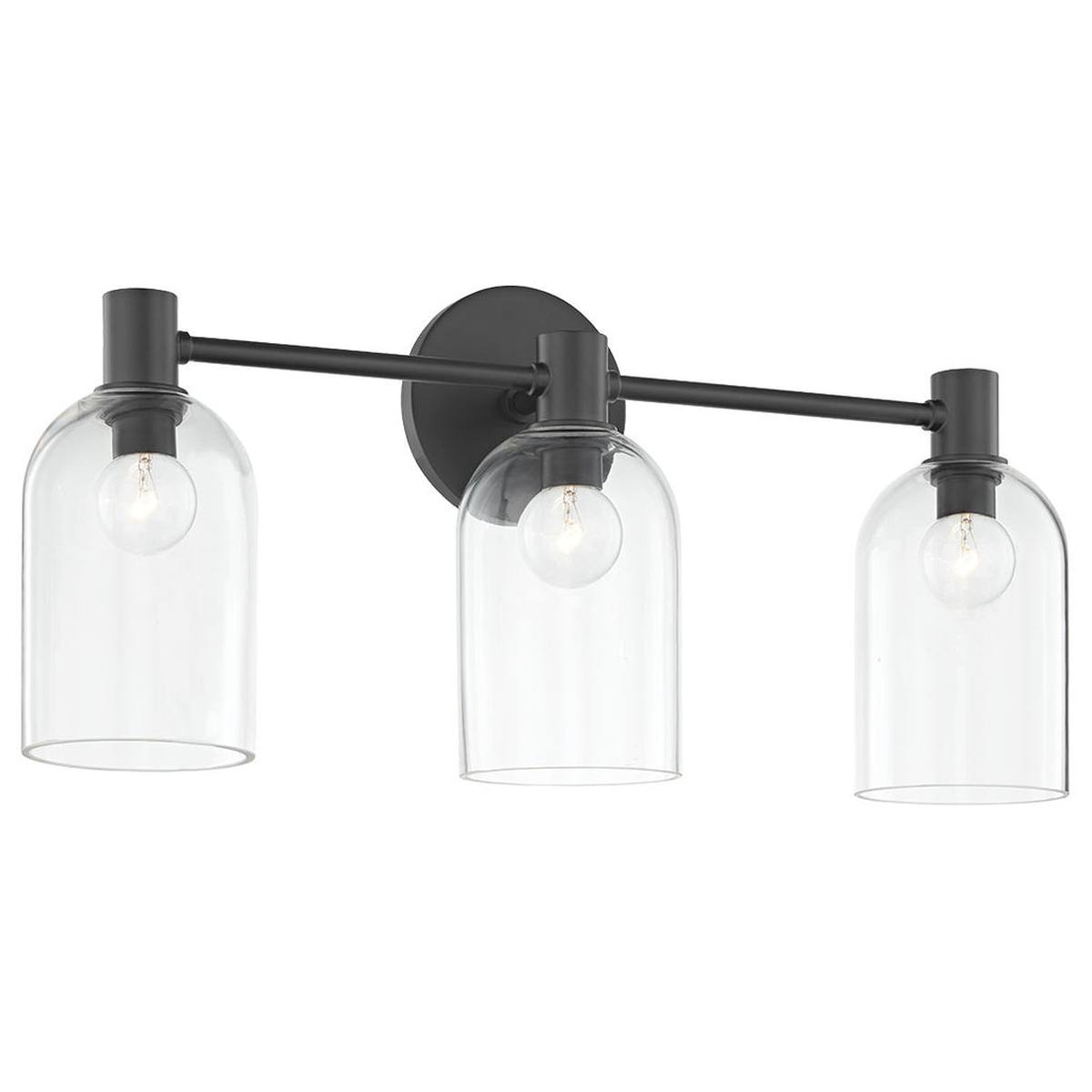 Cassio Aged Brass 2-Light Vanity Sconce with Clear Glass Cloche