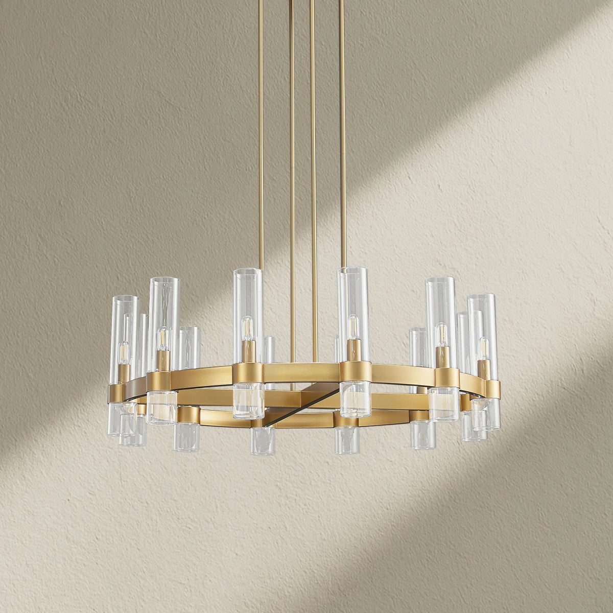 Lavefz Round Blown Glass Chandelier 36"
